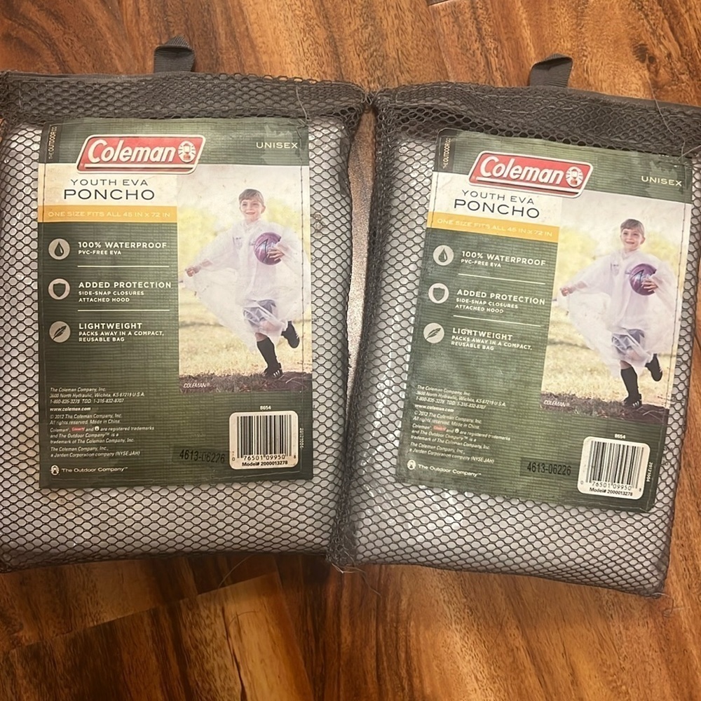 TWO NEW Coleman Youth EVA ponchos